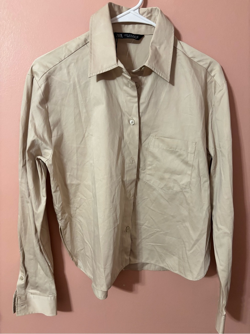 Zara Light Beige Button-Up Shirt
